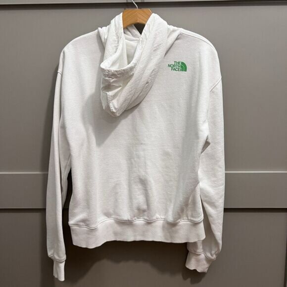the North Face Hoodie Sweatshirt Women Sz. XS White Green Logo Cotton Pockets - Picture 4 of 14